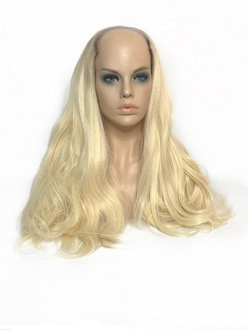 U Part Clip In Hair Extensions | Blow Dry Wavy | Pure Blonde | 24" length  | 260 Grams *THICK*