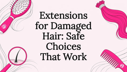 Decorative title card with hair care illustrations