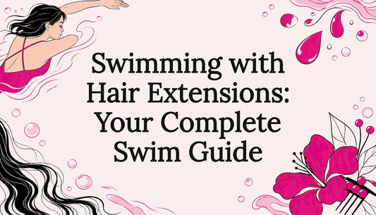 Decorative title card illustration with hair and swimming theme