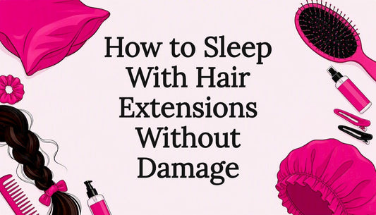 Decorative title card with haircare illustrations