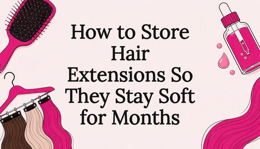 Decorative title card illustration for hair extension care article