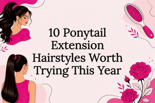 Decorative title card illustration for ponytail extensions article