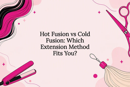 Decorative title card illustration for hair extension methods