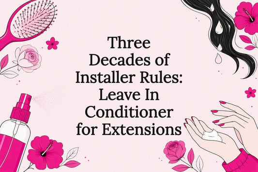 Decorative title card illustration for hair extension care article