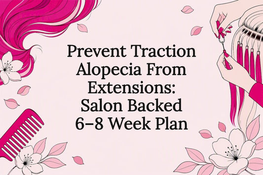 Decorative title card illustration for hair extension care article