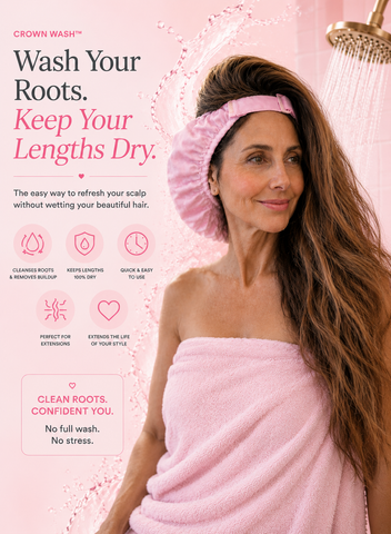 CROWN WASH™ Petal Pink Water-Resistant Shower Cap – Advanced Protection